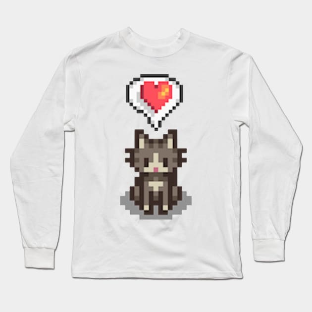 Stardew Valley Happy Grey Cat Long Sleeve T-Shirt by r9440